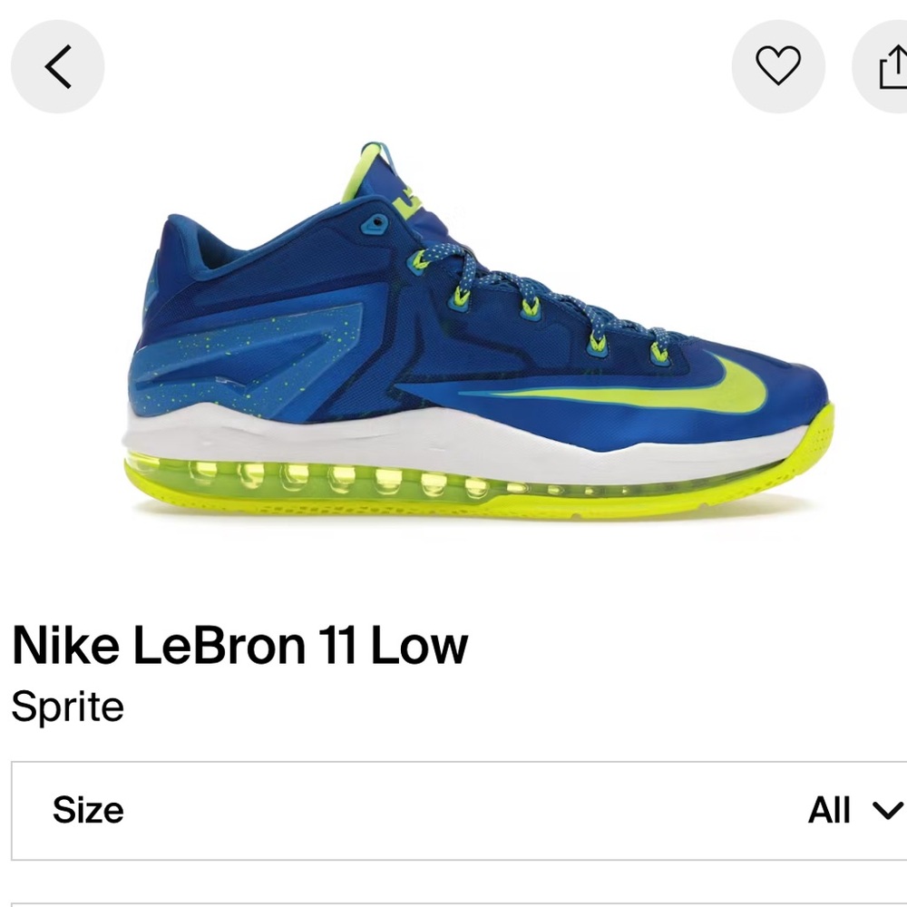 Nike LeBron11 low Sprite, men’s size 12, excellent condition